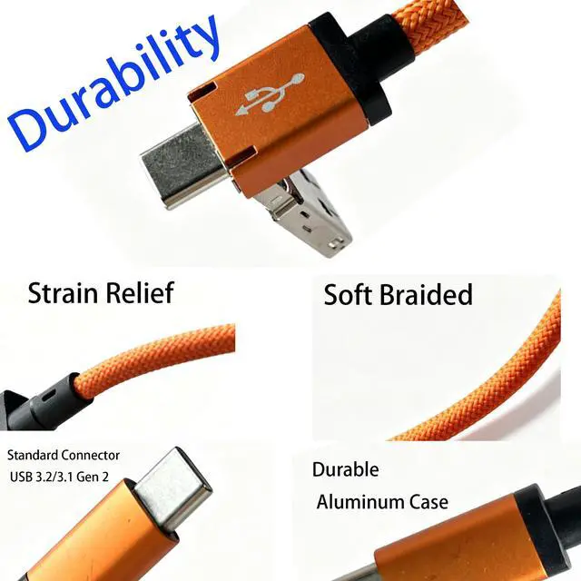 Alt view image 3 of 7 - ZLMC 2 in 1 USB A to USB C, USB C to USB C Data Cable 240W Fast Charging
