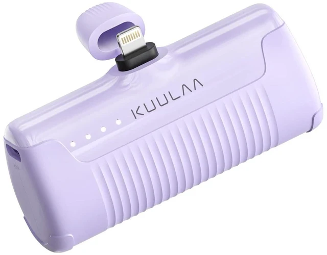 Main image of Kuulaa Portable Charger iPhone 4500mAh Mini Power Bank,Cute Battery Pack Backup Charger Travel Compatible with iPhone 14/13/12/11/XS/XR/Airpods (Purple)
