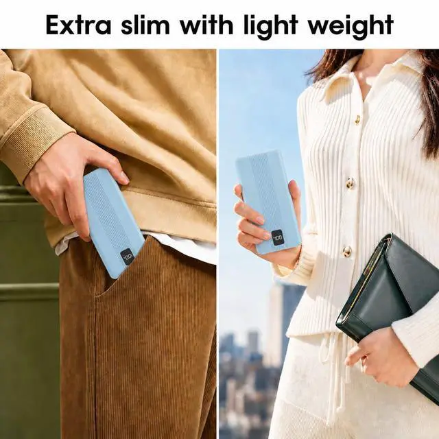 Alt view image 7 of 7 - DVRIIT 10000mAh Portable Charger with 4 Built-in Cables, 22.5W Fast Charging Power Bank, LED Display, Slim Travel Battery Pack for iPhone 17/16/15/14, Samsung Galaxy, iPad & More