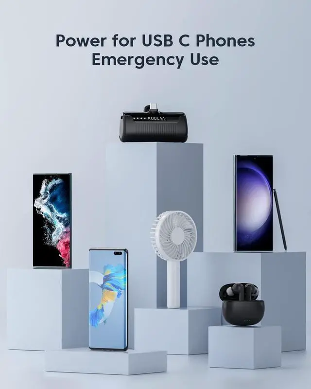 Alt view image 6 of 14 - Kuulaa Portable Charger USB C Power Bank 4500mAh Small Portable Phone Charger Android Compact Plug in Battery Pack Portable Compatible with iPhone 15, Samsung Galaxy, Moto, LG, Pixel, Black