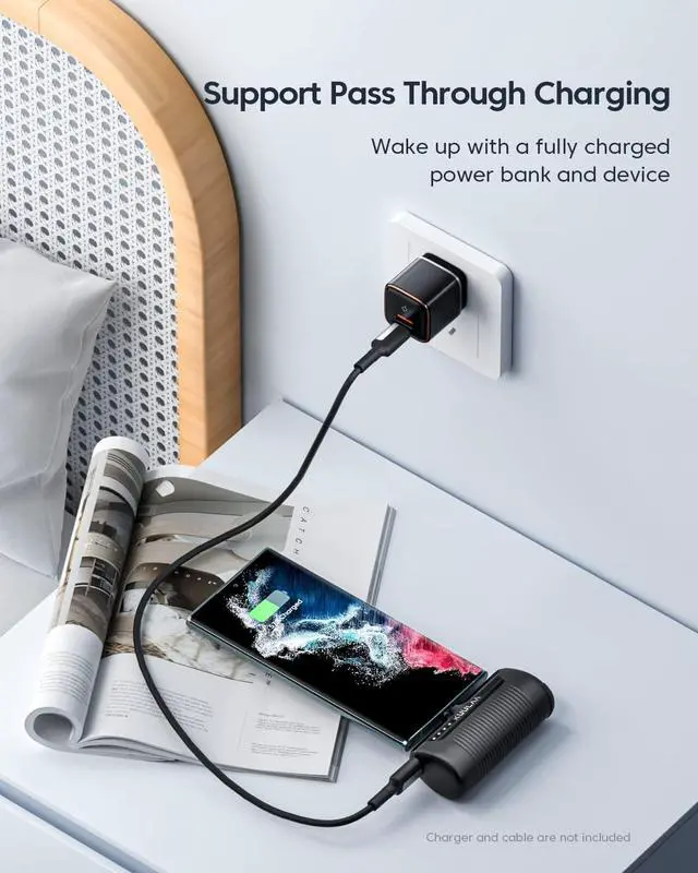 Alt view image 7 of 14 - Kuulaa Portable Charger USB C Power Bank 4500mAh Small Portable Phone Charger Android Compact Plug in Battery Pack Portable Compatible with iPhone 15, Samsung Galaxy, Moto, LG, Pixel, Black