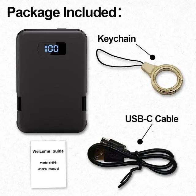 Alt view image 7 of 7 - RRUHHK Ultra-Slim 5000mAh Portable Charger for iPhone & Android, Mini Power Bank with Built-in Cables (USB-C & iOS), 5V/2A Small External Battery Pack for iPhone 16/15/14/13, Samsung, Google Black