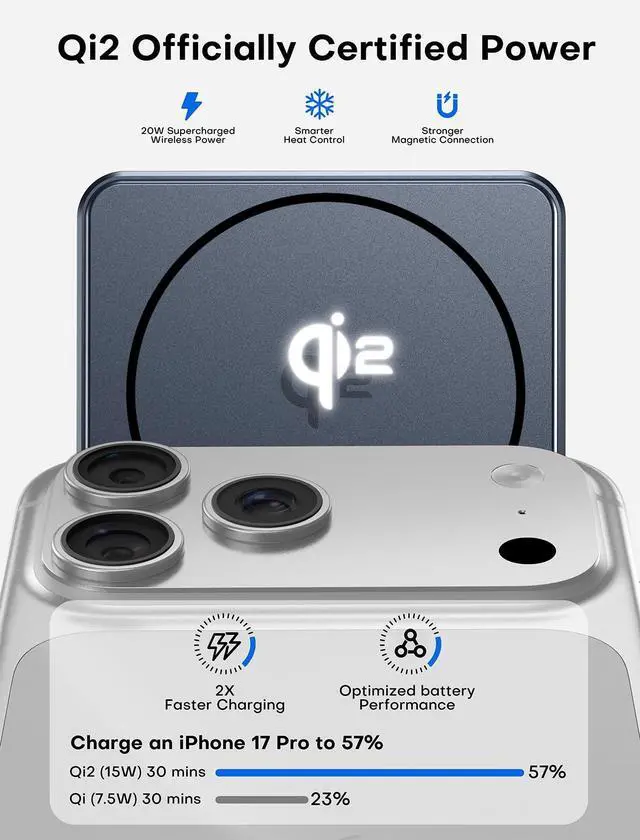 Alt view image 2 of 7 - for Magsafe Power Bank Portable Charger 10000mAh Qi2 for iPhone 12-17