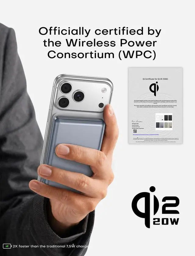 Alt view image 3 of 7 - for Magsafe Power Bank Portable Charger 10000mAh Qi2 for iPhone 12-17