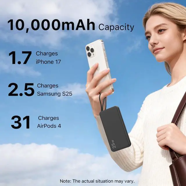 Alt view image 2 of 6 - NOBIS Portable Charger 10000mAh 25W Power Bank