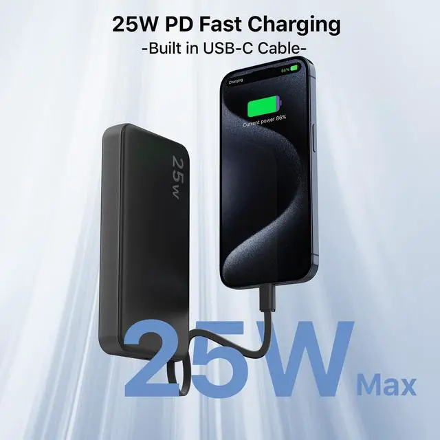 Alt view image 4 of 6 - NOBIS Portable Charger 10000mAh 25W Power Bank