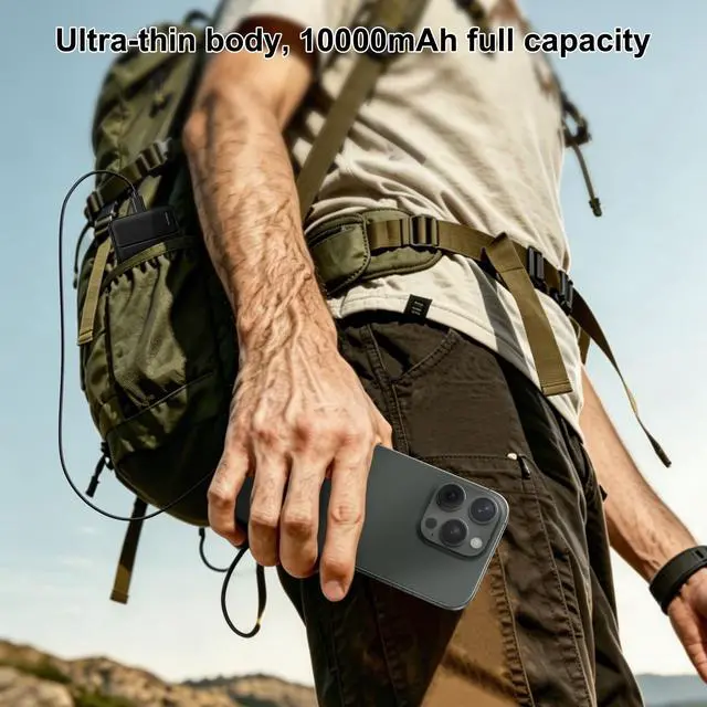 Alt view image 7 of 7 - AsperX 10000mAh Slim Portable Charger, USB C Battery Pack Power Bank