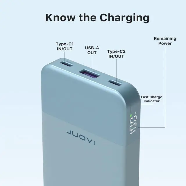 Alt view image 3 of 7 - JUOVI Portable Charger 35W 10000mAh Power Bank