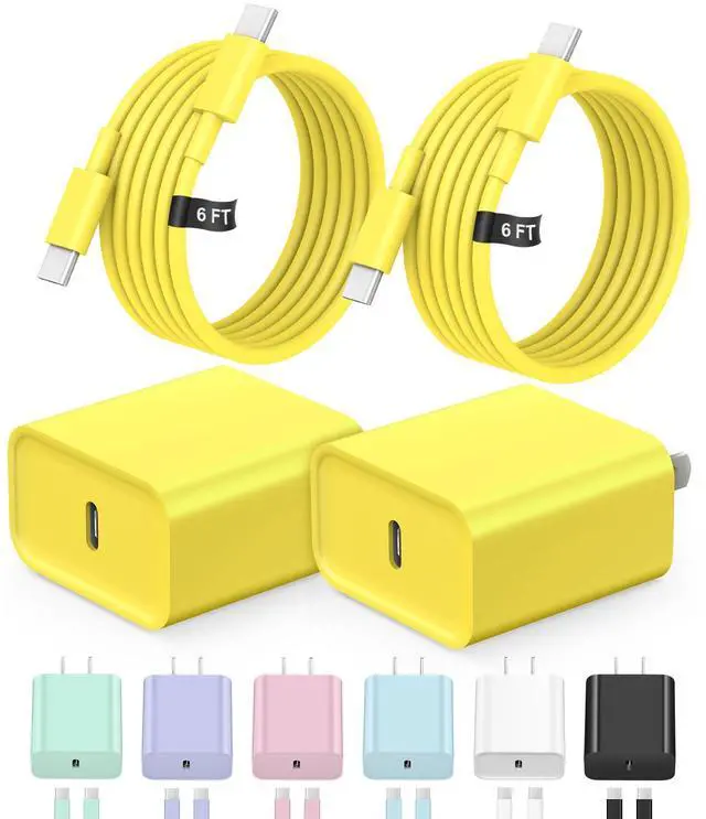 Main image of iPhone 17 16 Charger Fast Charging 6FT 20W 2Pack USB C Charger Block