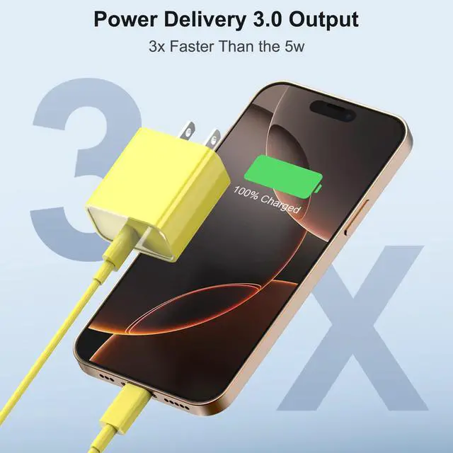 Alt view image 2 of 7 - iPhone 17 16 Charger Fast Charging 6FT 20W 2Pack USB C Charger Block