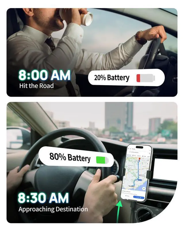 Alt view image 5 of 7 - Car Charger USB C, 3 Port 67W Dual USB-C & USB-A Car Phone Charger Adapter