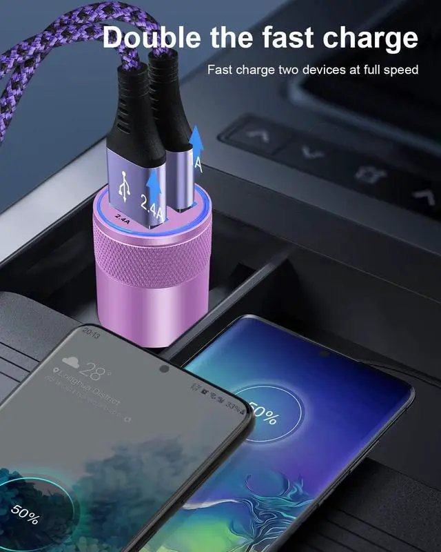 Alt view image 6 of 7 - USB Car Charger, Automobile Lighter Adapter Dual Port Cigarette Cargador
