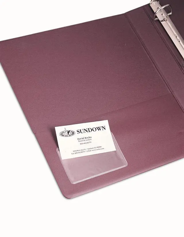 Alt view image 3 of 7 - Avery Clear Self-Adhesive Business Card Holders, Top Load, Holds 3.5" x 2" Cards, Pack of 10 (73720)
