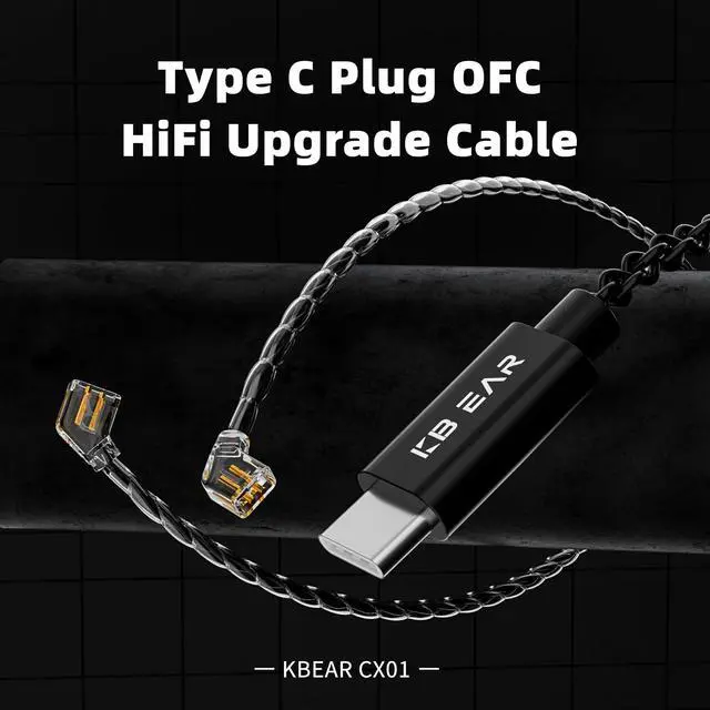 Alt view image 3 of 7 - KZ ZS10 Pro IEM Cable, Type-C USB C Earbuds Cable, KBEAR CX01 OFC in Ear Monitor Headphones Cords for ZS12 PRO X, ZSN PRO X, EDX PRO, ZAR, ZA12, Castor,ZAS, CCA CRA (QDC-Pins without Mic, Black, 1.2m)