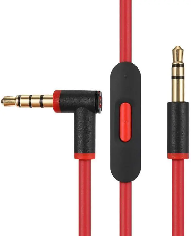 Main image of cipher Replacement Audio Cable Cord Wire,Compatible with Beats Headphones Studio Solo Pro Detox Mixr Executive Pill with in Line Mic and Control (Black Red)
