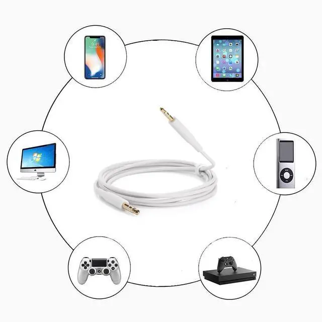 Alt view image 3 of 5 - Cypher.V Replacement Aux Cable Cord Wire, 3.5mm to 2.5mm for Bose NC700 QuietComfort QC25 QC35 QC35II QC45 Headphones (No Mic) (White)