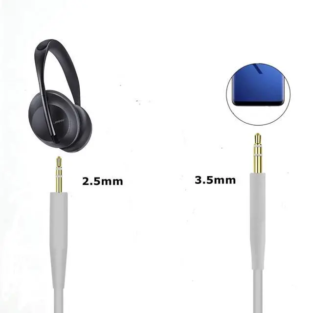 Alt view image 4 of 5 - Cypher.V Replacement Aux Cable Cord Wire, 3.5mm to 2.5mm for Bose NC700 QuietComfort QC25 QC35 QC35II QC45 Headphones (No Mic) (White)