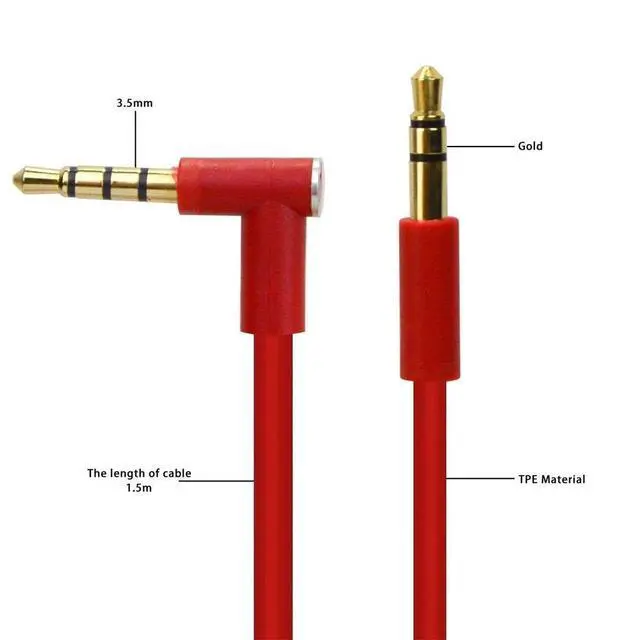 Alt view image 2 of 6 - EARLA TEC Replacement Audio Cable Cord Wire with in line Microphone and Control for Beats by Dr Dre Headphones Solo Studio Pro Detox Wireless Mixr Executive Pill (red)