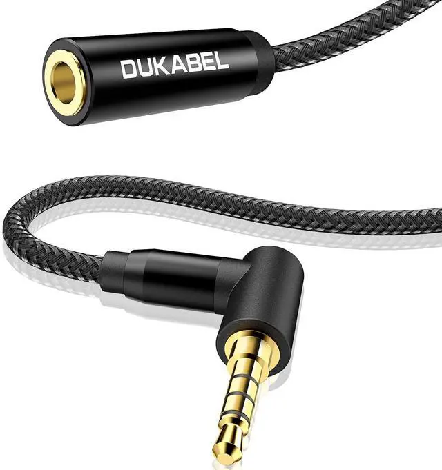 Main image of Headphone Extension Cords, TRRS Right-Angle 3.5mm Extender Cable -4 Ft/1.2M