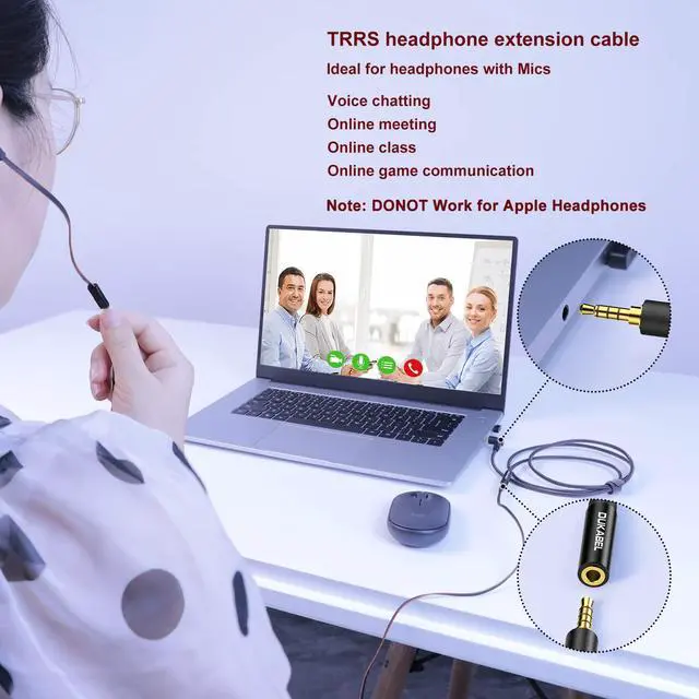 Alt view image 3 of 7 - Headphone Extension Cords, TRRS Right-Angle 3.5mm Extender Cable -4 Ft/1.2M