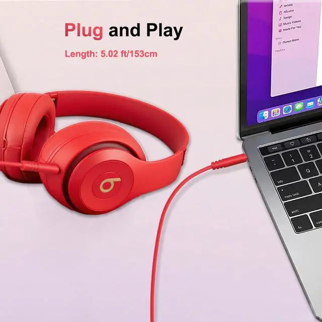Alt view image 6 of 7 - Replacement Audio Cable Cord for Beats Headphone 3.5mm to 3.5mm Wire-No Mic