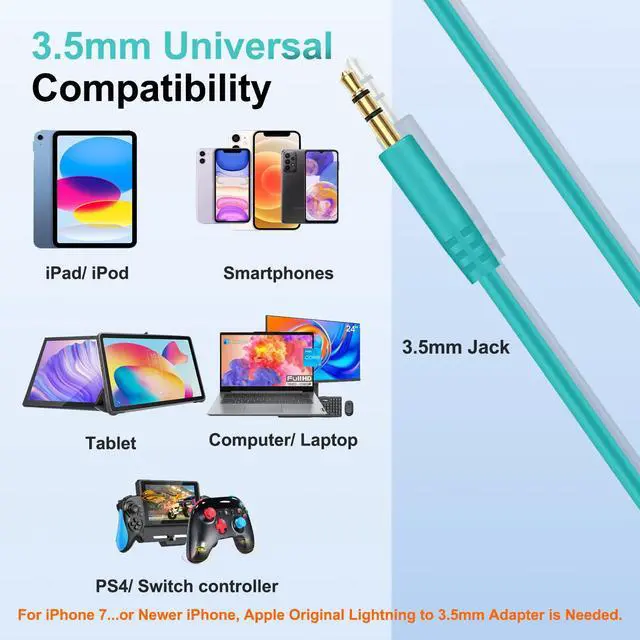 Alt view image 3 of 7 - Beats Headphone Replacement Audio Cable Cord 3.5mm to 3.5mm Aux Wire-No Mic