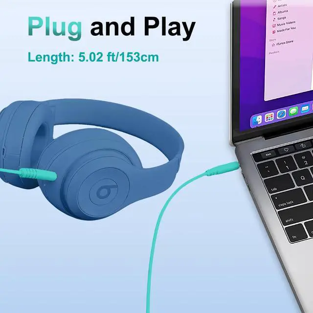 Alt view image 6 of 7 - Beats Headphone Replacement Audio Cable Cord 3.5mm to 3.5mm Aux Wire-No Mic