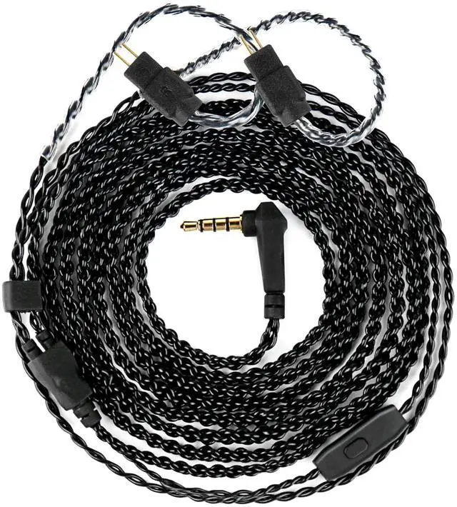Main image of 2M 2pin IEM Cable,2-Meter Long Earbud Cords with Silver-Plated Headphone Extension Cable Compatible with Moondrop CHU II,for Truthear Hexa/Zero/Pure,KZ ZST/ZST-X/AS10 (Black, 2PIN 3.5MM with Mic)