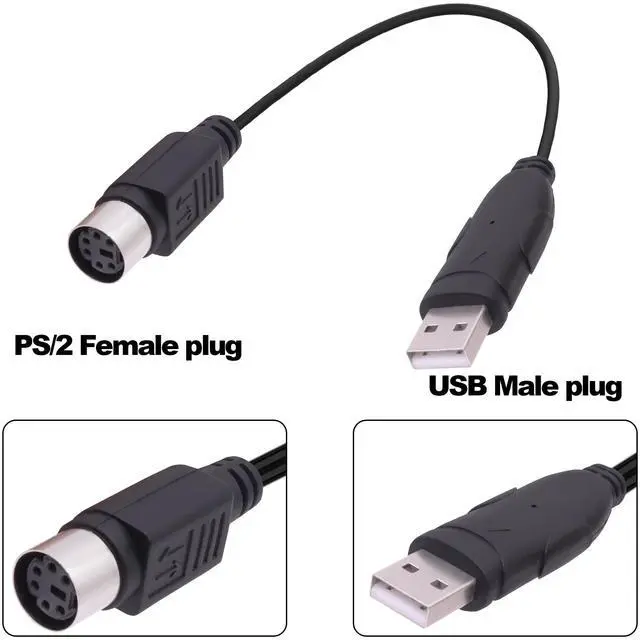 Alt view image 2 of 7 - YARCHONN USB to PS/2 Converter Adapter Keyboard Cable 18cm
