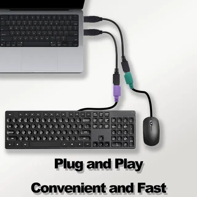 Alt view image 4 of 7 - YARCHONN USB to PS/2 Converter Adapter Keyboard Cable 18cm
