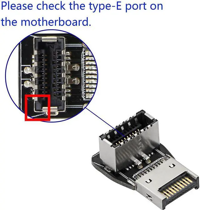 Alt view image 3 of 7 - CERRXIAN 90 Degree USB Type E Adapter, Up Angle USB 3.2 Type E Male to Female Front Panel Internal Connector Adapter High Speed 10Gbps for USB C Header Motherboard(Up/A)