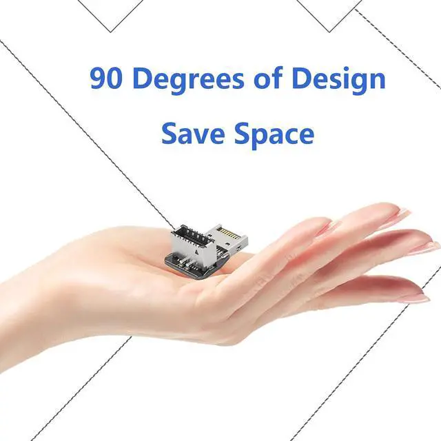 Alt view image 7 of 7 - CERRXIAN 90 Degree USB Type E Adapter, Up Angle USB 3.2 Type E Male to Female Front Panel Internal Connector Adapter High Speed 10Gbps for USB C Header Motherboard(Up/A)