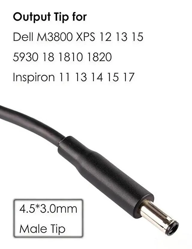 Alt view image 5 of 7 - Power Adapter 5 Count 7.4mm Female to 4.5mm Male Tip Adapter Converter Cable for Dell Laptop Power Supply