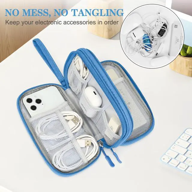 Alt view image 5 of 7 - FYY Electronic Organizer, Travel Tech Pouch Bag, Cable Organizer Cyan