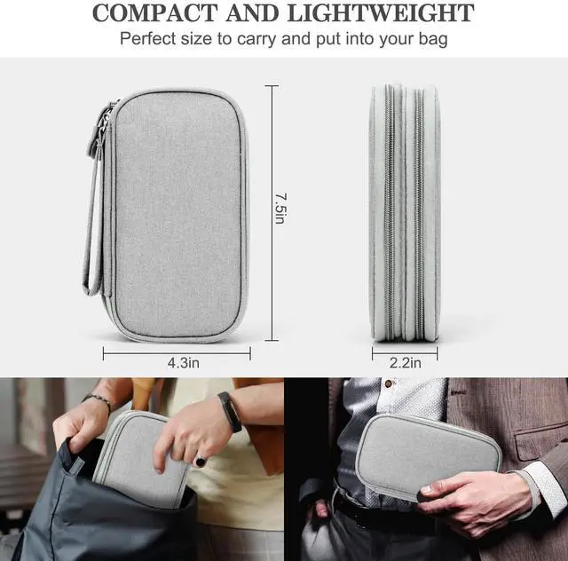 Alt view image 2 of 7 - FYY Electronic Organizer, Travel Tech Pouch Bag, Cable Organizer Grey