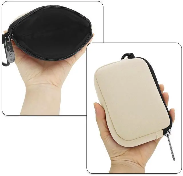 Alt view image 5 of 7 - E-Tree Mini Neoprene Pouch Case for Phone Charger Airpods Cables Earphones MagSafe Power Adapter Keys Keychain Small Accessories Storage Organizer Tech Bag, Coin Purse Wallet, Zipper Pocket (Beige)