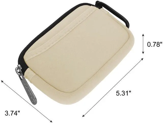 Alt view image 6 of 7 - E-Tree Mini Neoprene Pouch Case for Phone Charger Airpods Cables Earphones MagSafe Power Adapter Keys Keychain Small Accessories Storage Organizer Tech Bag, Coin Purse Wallet, Zipper Pocket (Beige)