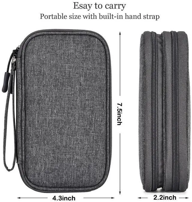 Alt view image 6 of 7 - CAAORDKSO Electronics Organizer Case, Cable Organizer Bag Waterproof Electronic Accessories Carry Case with Handle for Cable, Cord, USB, Charger, Phone, Power Bank, Earphone (Dark Gray, Medium)