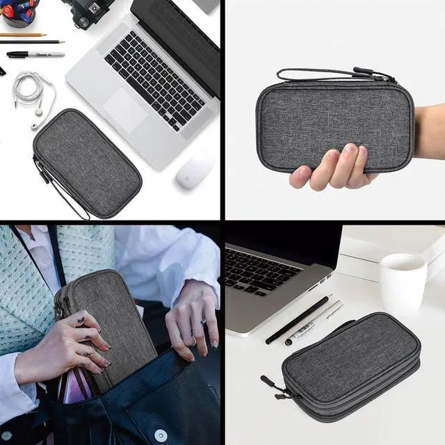 Alt view image 5 of 7 - CAAORDKSO Electronics Organizer Case, Cable Organizer Bag Waterproof Electronic Accessories Carry Case with Handle for Cable, Cord, USB, Charger, Phone, Power Bank, Earphone (Dark Gray, Medium)