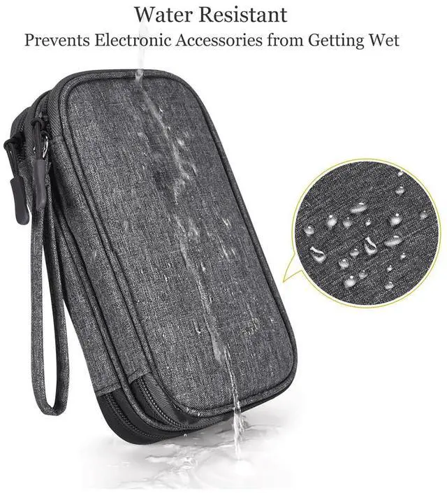 Alt view image 2 of 7 - CAAORDKSO Electronics Organizer Case, Cable Organizer Bag Waterproof Electronic Accessories Carry Case with Handle for Cable, Cord, USB, Charger, Phone, Power Bank, Earphone (Dark Gray, Medium)