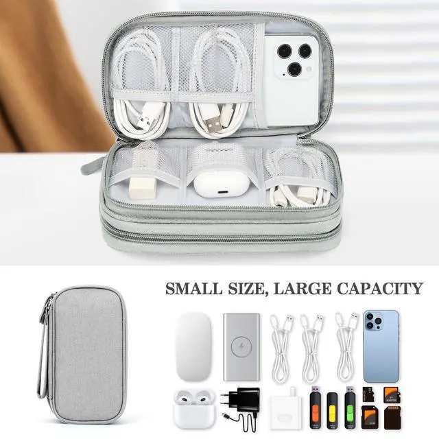 Alt view image 6 of 7 - FYY Electronic Organizer, Travel Tech Pouch Bag, Cable Organizer Grey