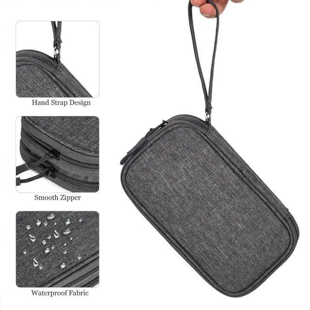 Alt view image 7 of 7 - CAAORDKSO Electronics Organizer Case, Cable Organizer Bag Waterproof Electronic Accessories Carry Case with Handle for Cable, Cord, USB, Charger, Phone, Power Bank, Earphone (Dark Gray, Medium)