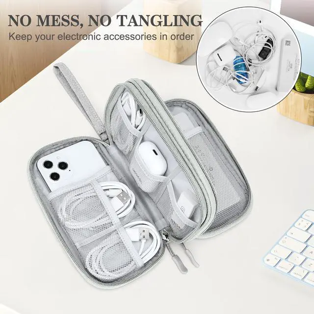 Alt view image 5 of 7 - FYY Electronic Organizer, Travel Tech Pouch Bag, Cable Organizer Grey