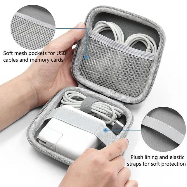 Alt view image 3 of 6 - Linpr Portable Charger Case, Tech Pouch Travel Organizer, M, Grey PU