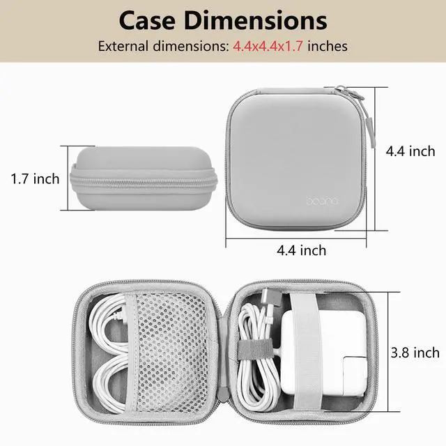 Alt view image 2 of 6 - Linpr Portable Charger Case, Tech Pouch Travel Organizer, M, Grey PU