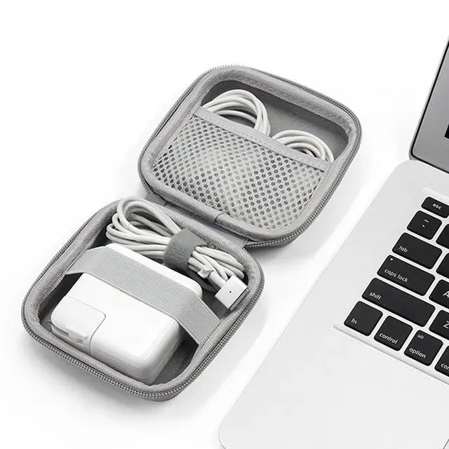 Alt view image 6 of 6 - Linpr Portable Charger Case, Tech Pouch Travel Organizer, M, Grey PU