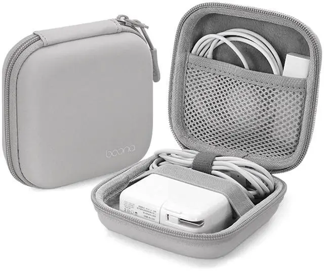 Main image of Linpr Portable Charger Case, Tech Pouch Travel Organizer, M, Grey PU