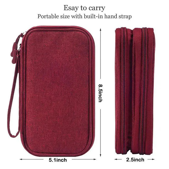 Alt view image 2 of 7 - CAAORDKSO Electronic Organizer Travel Case, Cord Organizer Travel Cable Organizer Bag, Tech Pouch Accessories Carry Storage for Travel Essentials, Backpack, Business, Daily Commute (Wine Red,Large)