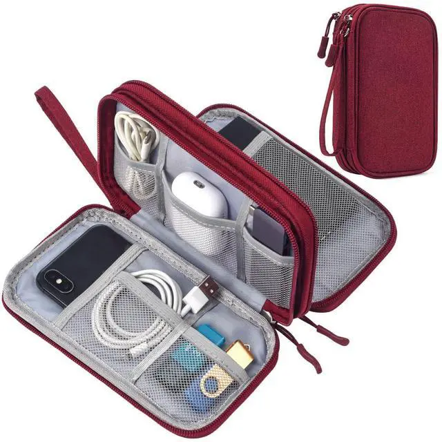 Main image of CAAORDKSO Electronic Organizer Travel Case, Cord Organizer Travel Cable Organizer Bag, Tech Pouch Accessories Carry Storage for Travel Essentials, Backpack, Business, Daily Commute (Wine Red,Large)