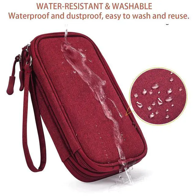 Alt view image 4 of 7 - CAAORDKSO Electronic Organizer Travel Case, Cord Organizer Travel Cable Organizer Bag, Tech Pouch Accessories Carry Storage for Travel Essentials, Backpack, Business, Daily Commute (Wine Red,Large)
